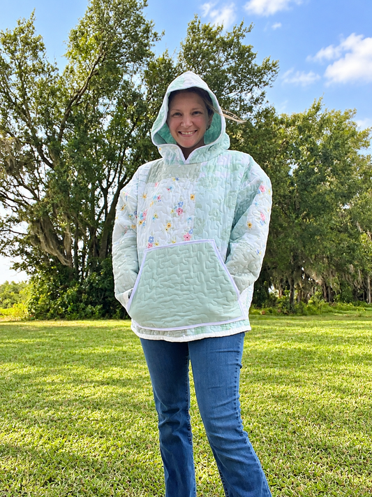 The Sweet Pea- Hoodie Style Quilt Coat- Medium