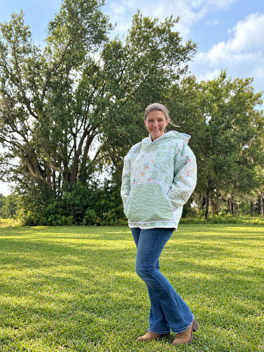 The Sweet Pea- Hoodie Style Quilt Coat- Medium